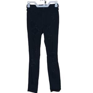 Hollister Jeans Womens 0 Short Black Distressed High Rise Super Skinny Denim